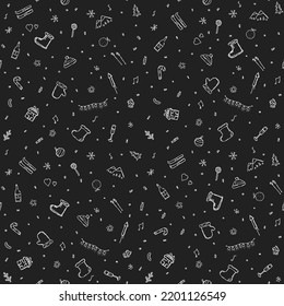 Seamless christmas pattern. New year background. Doodle illustration with christmas and new year icons
