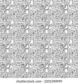 Seamless christmas pattern. New year background. Doodle illustration with christmas and new year icons