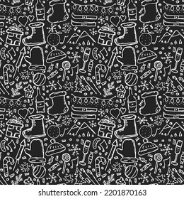 Seamless christmas pattern. New year background. Doodle illustration with christmas and new year icons