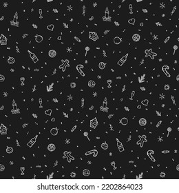 Seamless christmas pattern. New year background. Doodle illustration with christmas and new year icons