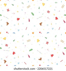 Seamless christmas pattern. New year background. Doodle illustration with christmas and new year icons
