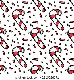 Seamless christmas pattern. New year background. Doodle illustration with christmas and new year icons