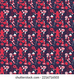 Seamless christmas pattern. New year background. Doodle illustration with christmas and new year icons