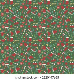 Seamless christmas pattern. New year background. Doodle illustration with christmas and new year icons