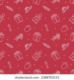Seamless christmas pattern. New year background. Doodle illustration with christmas and new year icons