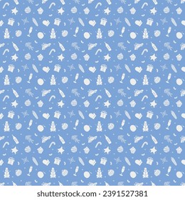 Seamless christmas pattern. New year background. Doodle illustration with christmas and new year icons
