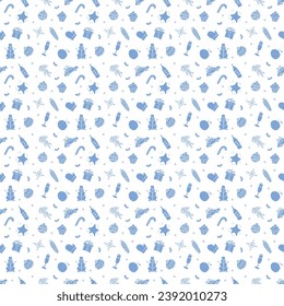 Seamless christmas pattern. New year background. Doodle illustration with christmas and new year icons