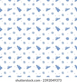 Seamless christmas pattern. New year background. Doodle illustration with christmas icons