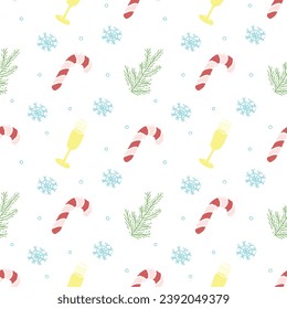 Patrón de navidad sin foco. Antecedentes de Año Nuevo. Ilustración de doodle con iconos de navidad