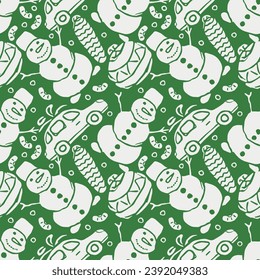 Seamless christmas pattern. New year background. Doodle illustration with christmas icons