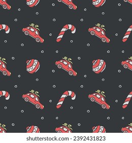 Seamless christmas pattern. New year background. Doodle illustration with christmas icons