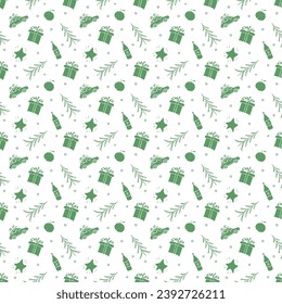 Seamless christmas pattern. New year background. Doodle illustration with christmas icons