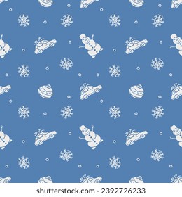 Seamless christmas pattern. New year background. Doodle illustration with christmas icons