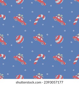 Seamless christmas pattern. New year background. Doodle illustration with christmas icons