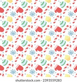 Seamless christmas pattern. New year background. Doodle illustration with christmas icons