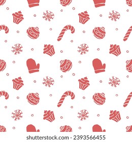 Patrón de navidad sin foco. Antecedentes de Año Nuevo. Ilustración de doodle con iconos de navidad
