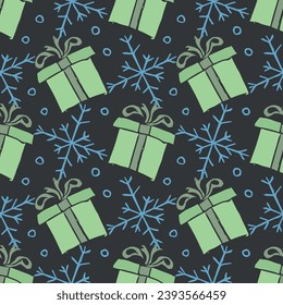 Seamless christmas pattern. New year background. Doodle illustration with christmas icons
