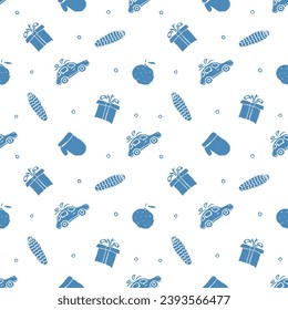 Seamless christmas pattern. New year background. Doodle illustration with christmas icons