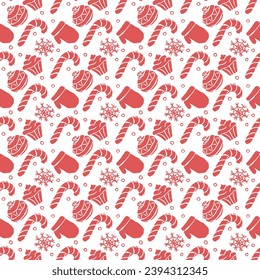 Seamless christmas pattern. New year background. Doodle illustration with christmas icons