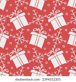 Seamless christmas pattern. New year background. Doodle illustration with christmas icons