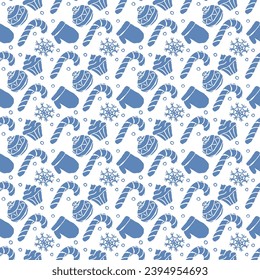 Seamless christmas pattern. New year background. Doodle illustration with christmas icons