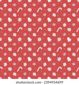 Seamless christmas pattern. New year background. Doodle illustration with christmas icons