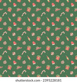 Seamless christmas pattern. New year background. Doodle illustration with christmas icons