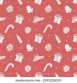 Seamless christmas pattern. New year background. Doodle illustration with christmas icons