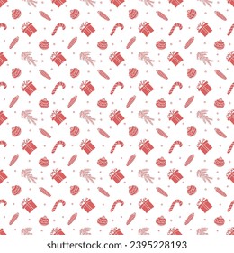 Seamless christmas pattern. New year background. Doodle illustration with christmas icons