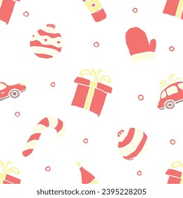 Seamless christmas pattern. New year background. Doodle illustration with christmas icons