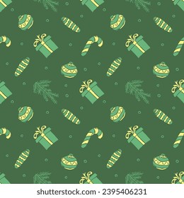 Patrón de navidad sin foco. Antecedentes de Año Nuevo. Ilustración de doodle con iconos de navidad
