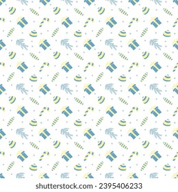 Seamless christmas pattern. New year background. Doodle illustration with christmas icons