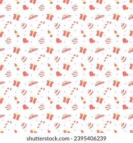 Seamless christmas pattern. New year background. Doodle illustration with christmas icons