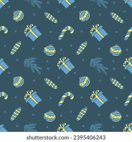 Nahtlose Weihnachtsmuster. Neuer Hintergrund. Dodle-Illustration mit Weihnachtsbildern