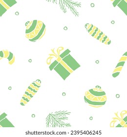 Seamless christmas pattern. New year background. Doodle illustration with christmas icons
