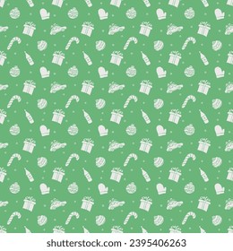 Nahtlose Weihnachtsmuster. Neuer Hintergrund. Dodle-Illustration mit Weihnachtsbildern