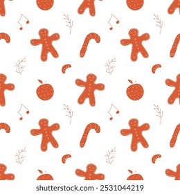 Seamless christmas pattern. New year background. Colored illustration with christmas icons