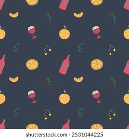 Seamless christmas pattern. New year background. Colored illustration with christmas icons