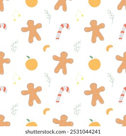 Seamless christmas pattern. New year background. Colored illustration with christmas icons