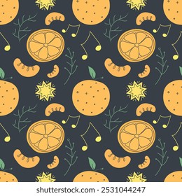 Seamless christmas pattern. New year background. Colored illustration with christmas icons