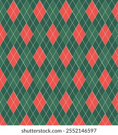 Seamless Christmas Pattern. New year's eve wrapping paper graphics. Geometric, rhombus. Background for presents, textiles and apparel. Vector holiday design. 