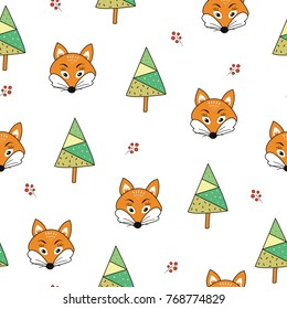 Seamless Christmas pattern. New Year`s vector background. Nice illustrations for greeting cards, banners, wallpapers, kraft paper, textiles. Children's texture for decoration for the holiday, party.