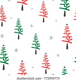 Seamless Christmas pattern. New Year`s vector background. Nice illustrations for greeting cards, banners, wallpapers, kraft paper, textiles. Children's texture for decoration for the holiday, party.