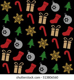 seamless christmas pattern on black ground