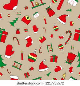 seamless christmas pattern on brown background