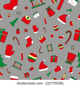 seamless christmas pattern on gray background