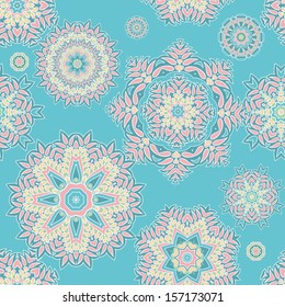 Seamless Christmas pattern, on turquoise blue background