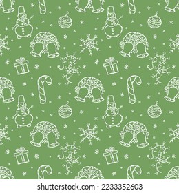 Seamless christmas pattern. christmas ornament. Doodle illustration with new year icons