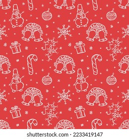 Seamless christmas pattern. christmas ornament. Doodle illustration with new year icons