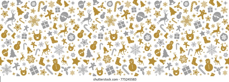 Seamless Christmas pattern with ornaments. Vector.